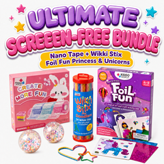 Velký balíček zábavy bez obrazovek | Nano Tape + Wikki Stix + Foil Fun Princezny a jednorožci