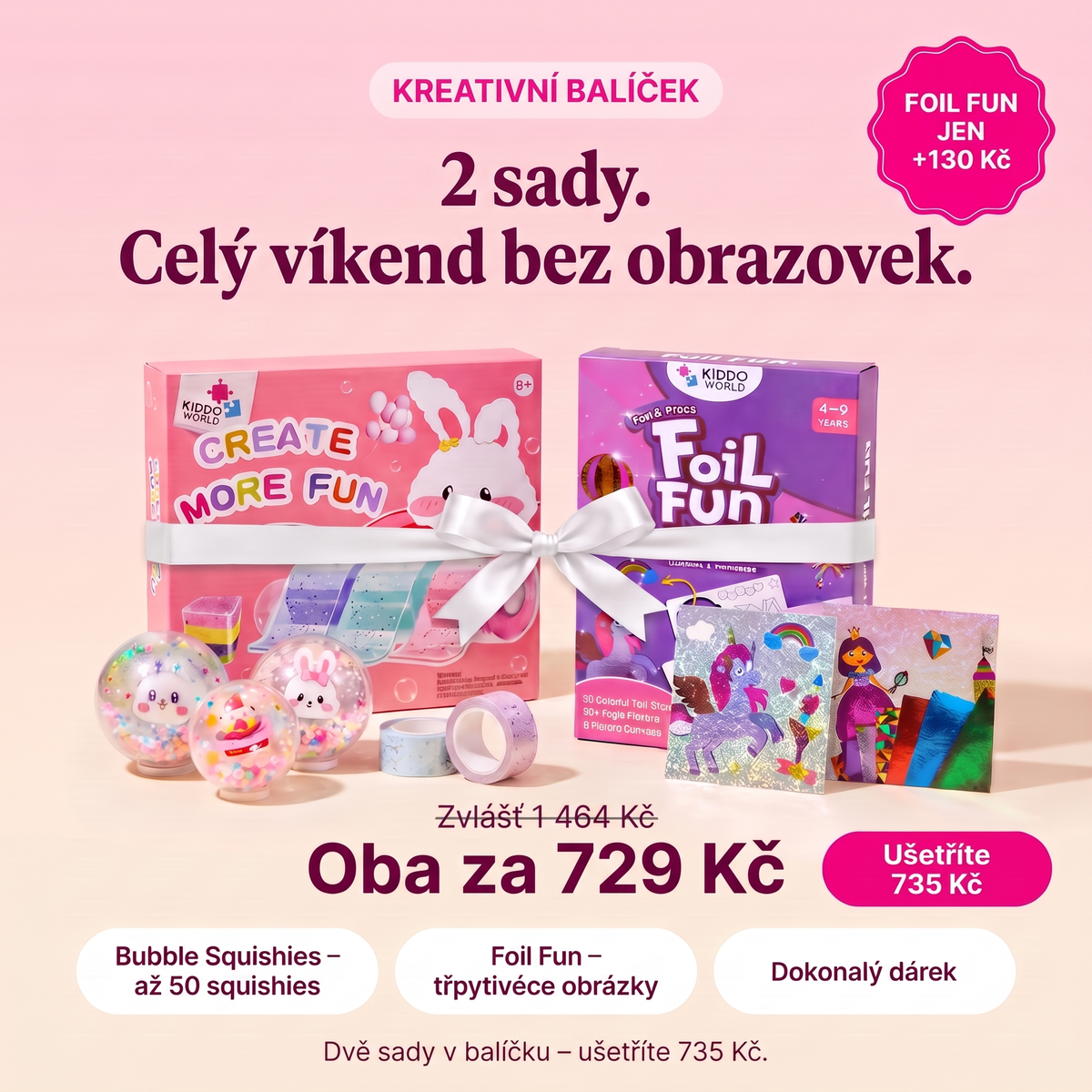 Kreativní balíček Bubble Squishies + Foil Fun Jednorožci a princezny, obrázek 1