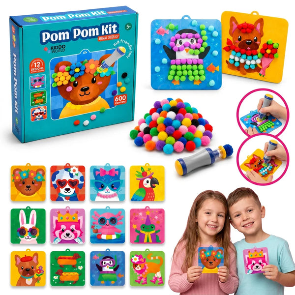 Pom Pom sada – 3D zvířátka z bambulek